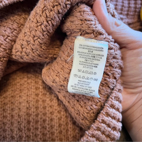 Free People Park City Pullover Terracota Chunky Knit Oversized Waffle Cozy XS - Picture 8 of 11